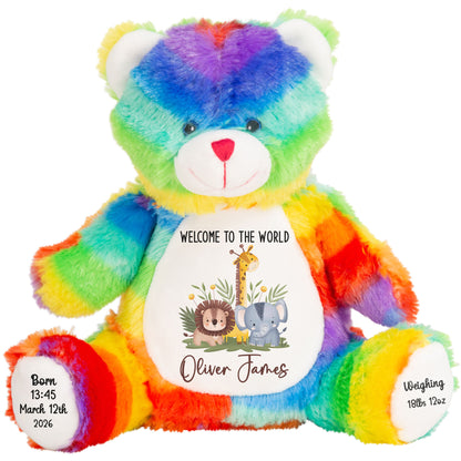 New Baby Jungle Safari Friends Personalised Teddy Bear