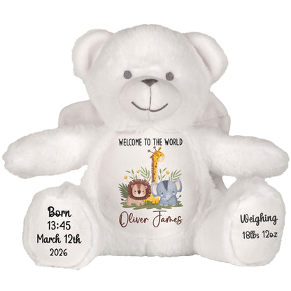 New Baby Jungle Safari Friends Personalised Teddy Bear
