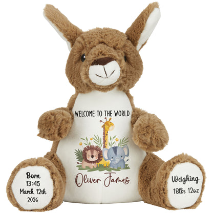 New Baby Jungle Safari Friends Personalised Teddy Bear
