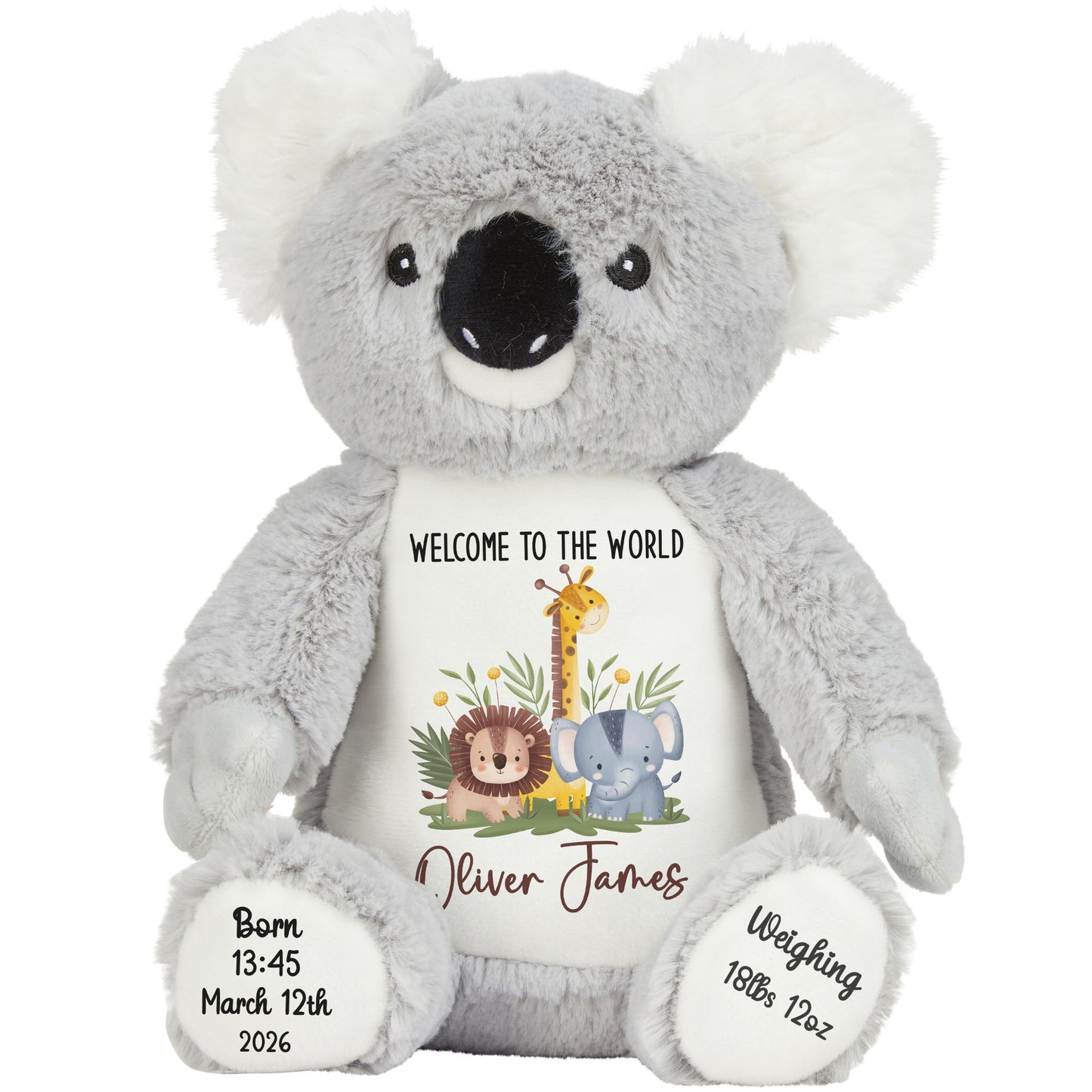 New Baby Jungle Safari Friends Personalised Teddy Bear