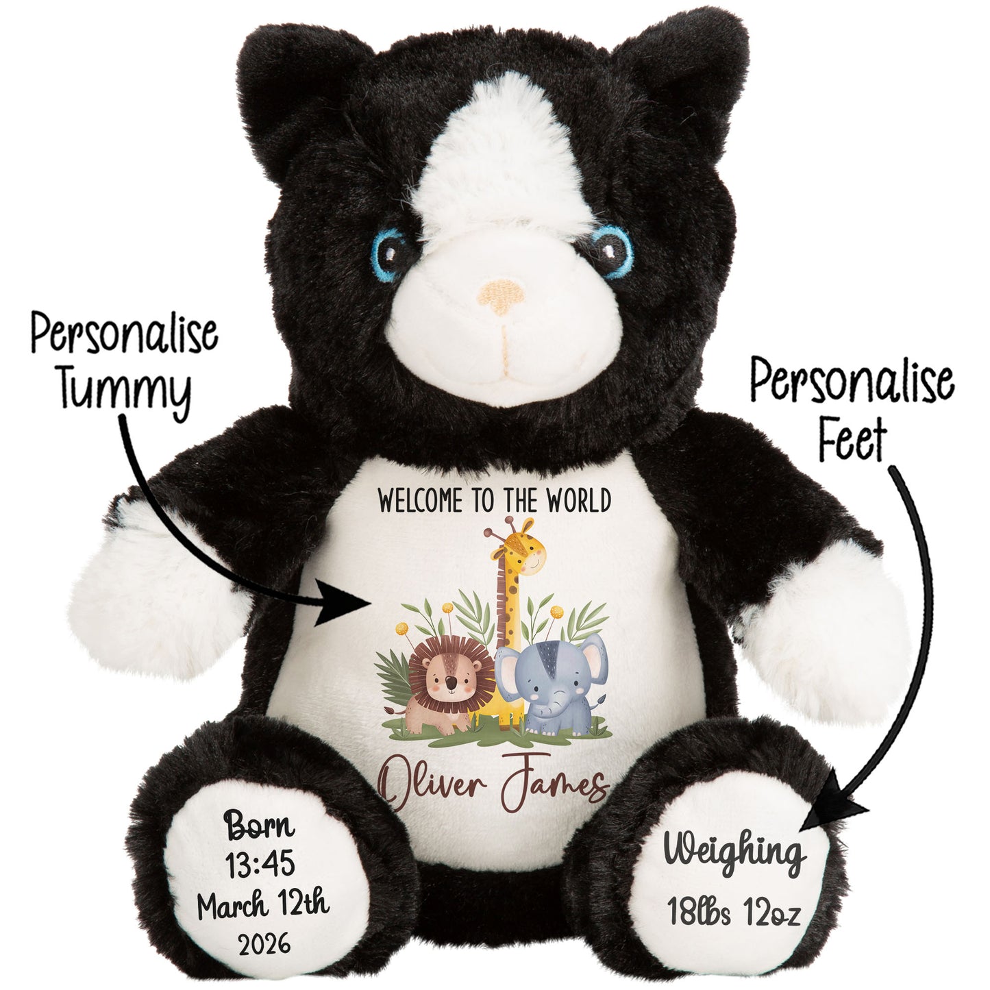 New Baby Jungle Safari Friends Personalised Teddy Bear