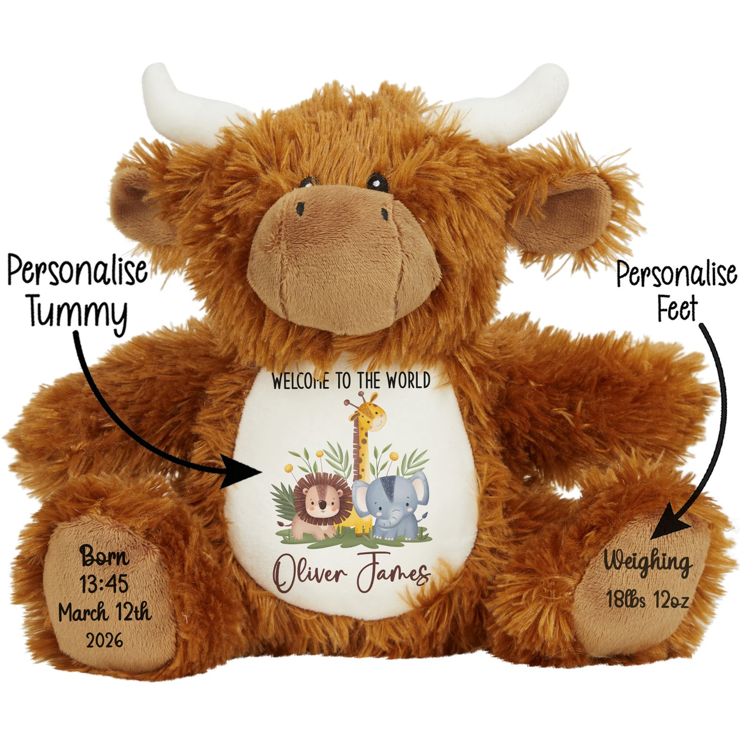 New Baby Jungle Safari Friends Personalised Teddy Bear