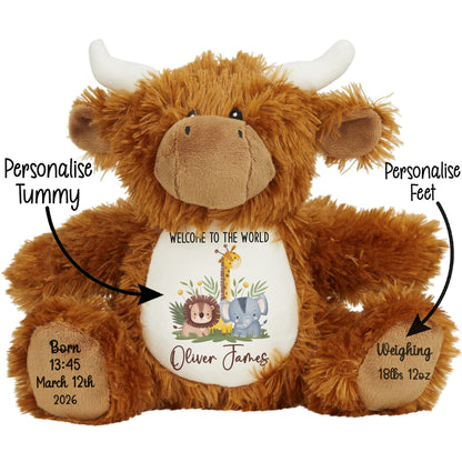 New Baby Jungle Safari Friends Personalised Teddy Bear