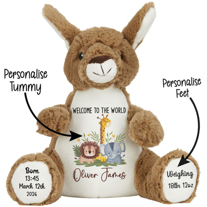 New Baby Jungle Safari Friends Personalised Teddy Bear