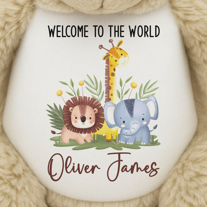 New Baby Jungle Safari Friends Personalised Teddy Bear