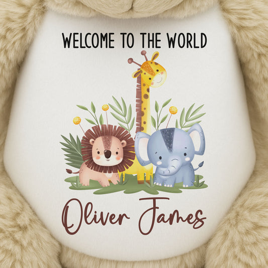 New Baby Jungle Safari Friends Personalised Teddy Bear