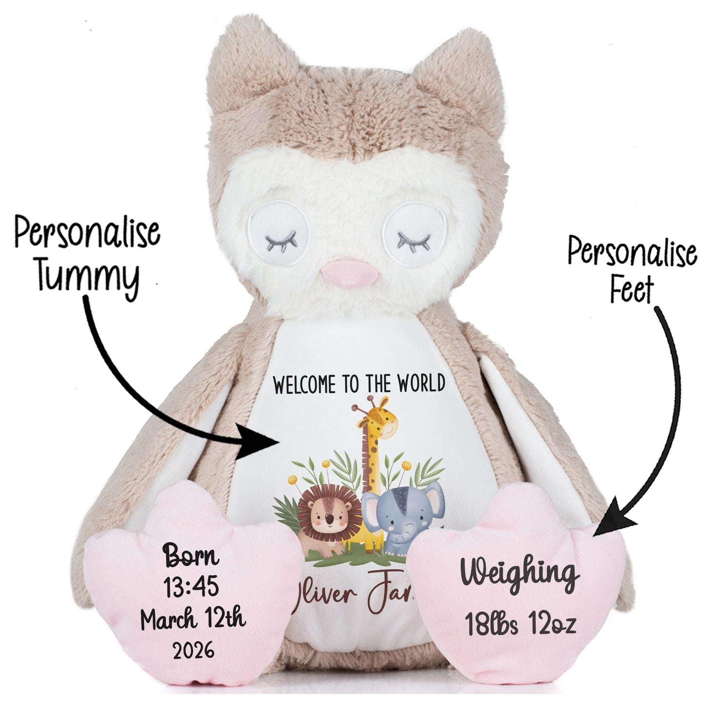 New Baby Jungle Safari Friends Personalised Teddy Bear