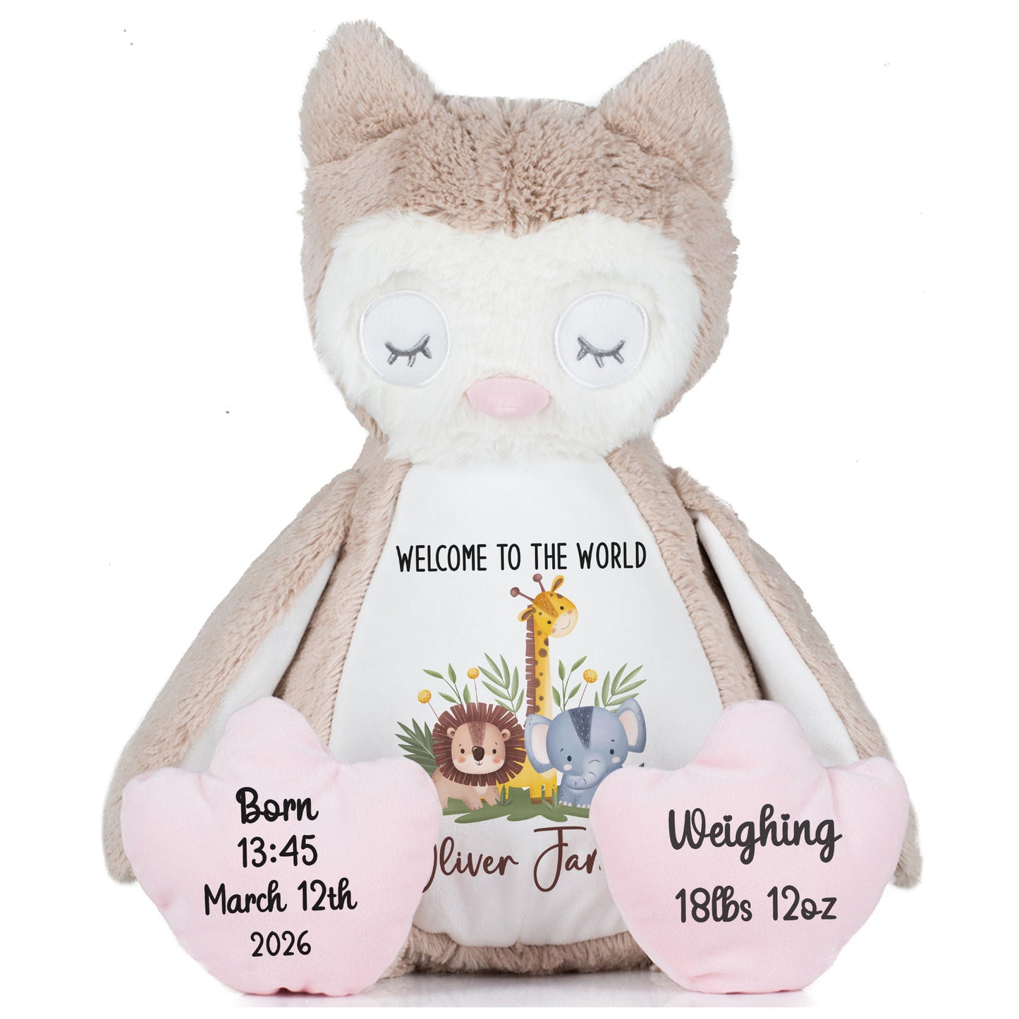 New Baby Jungle Safari Friends Personalised Teddy Bear