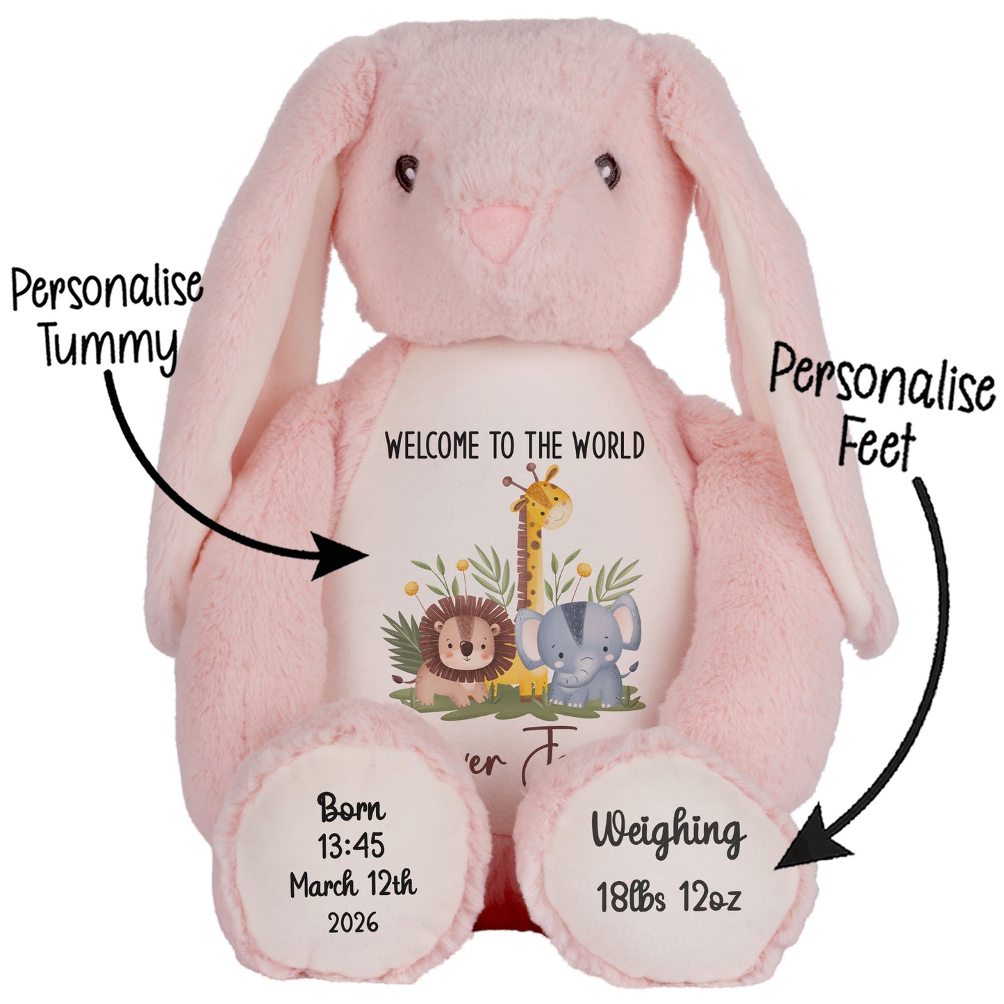 New Baby Jungle Safari Friends Personalised Teddy Bear