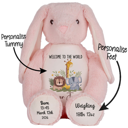 New Baby Jungle Safari Friends Personalised Teddy Bear