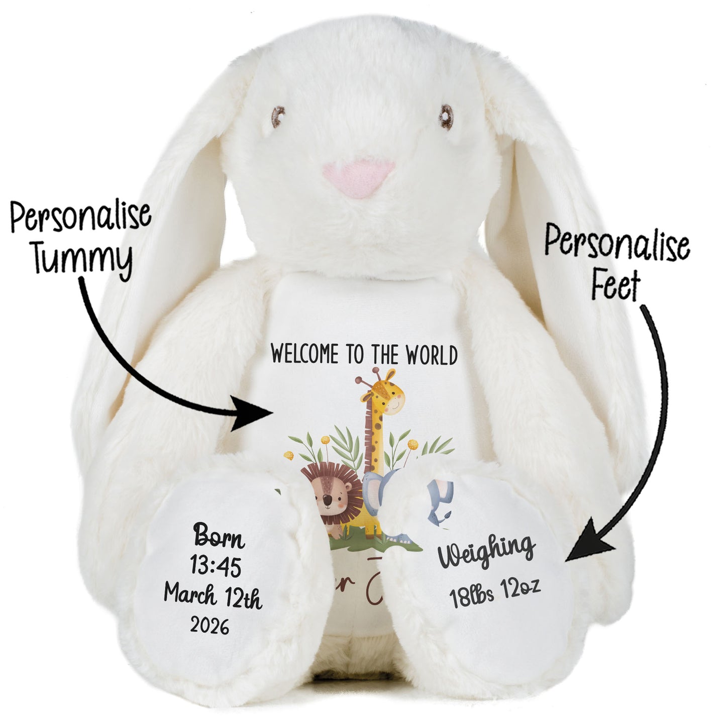 New Baby Jungle Safari Friends Personalised Teddy Bear