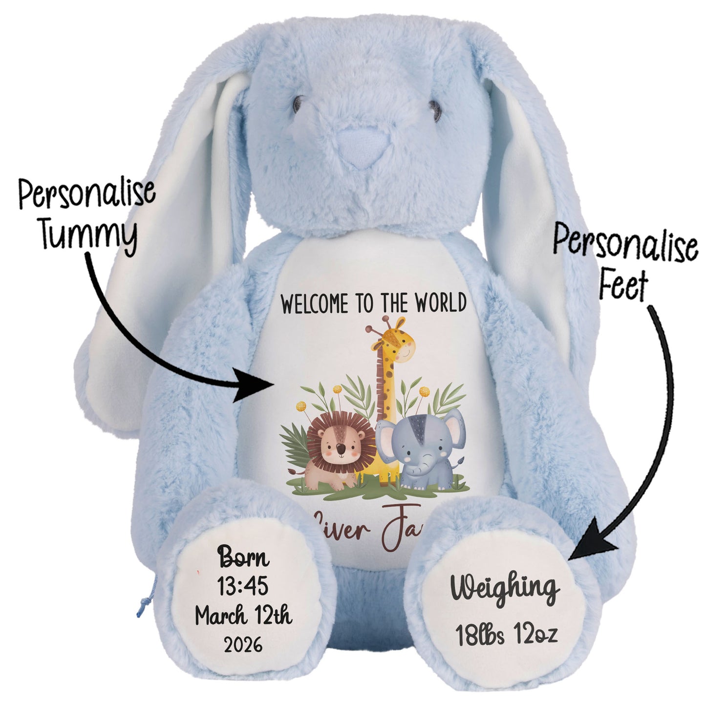 New Baby Jungle Safari Friends Personalised Teddy Bear