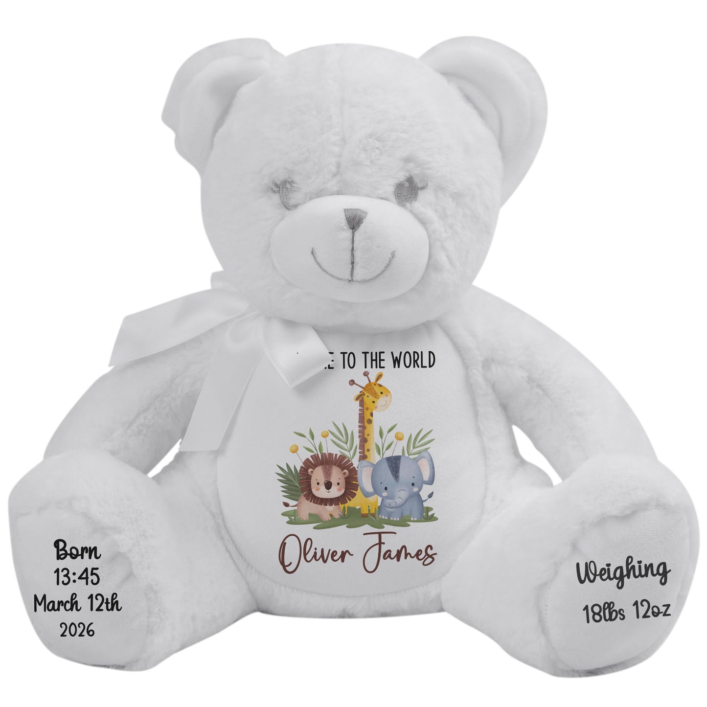 New Baby Jungle Safari Friends Personalised Teddy Bear