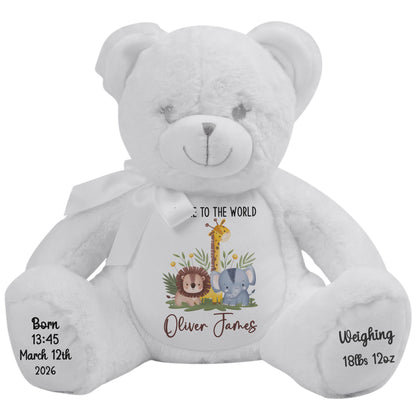 New Baby Jungle Safari Friends Personalised Teddy Bear