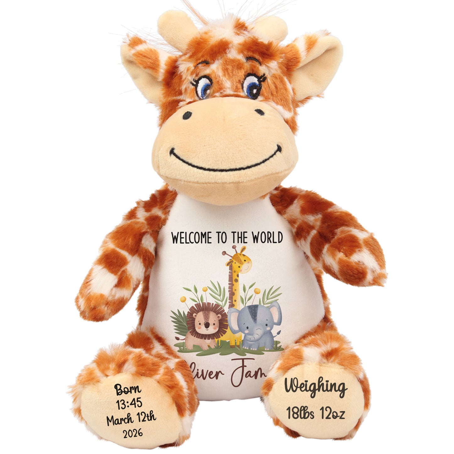 New Baby Jungle Safari Friends Personalised Teddy Bear