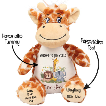 New Baby Jungle Safari Friends Personalised Teddy Bear