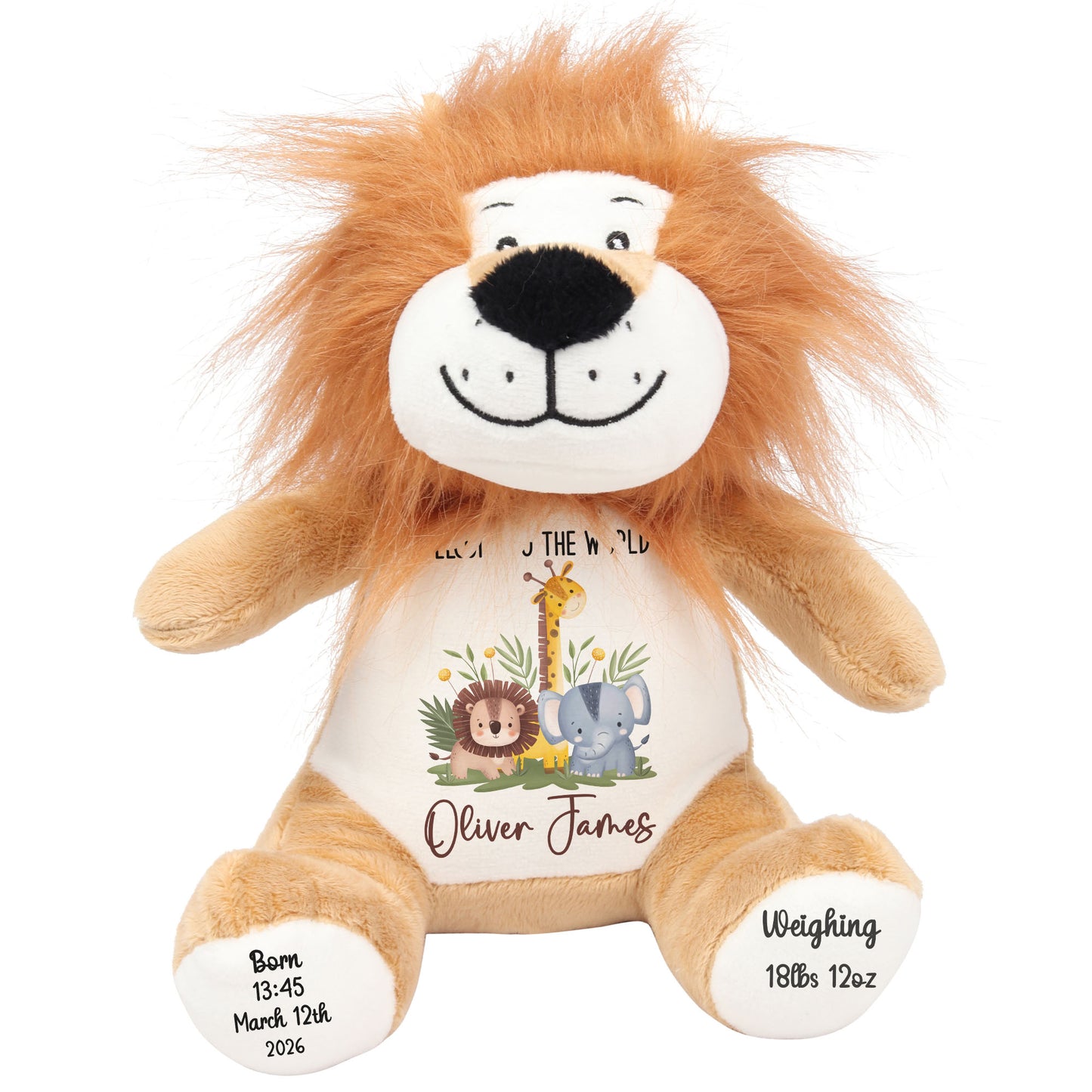 New Baby Jungle Safari Friends Personalised Teddy Bear