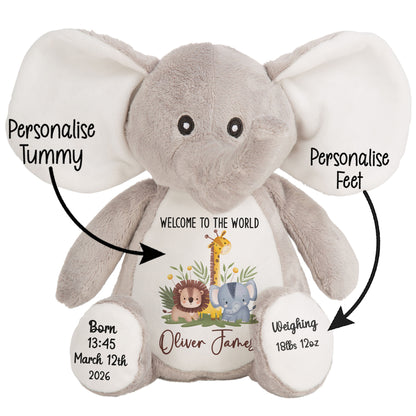 New Baby Jungle Safari Friends Personalised Teddy Bear