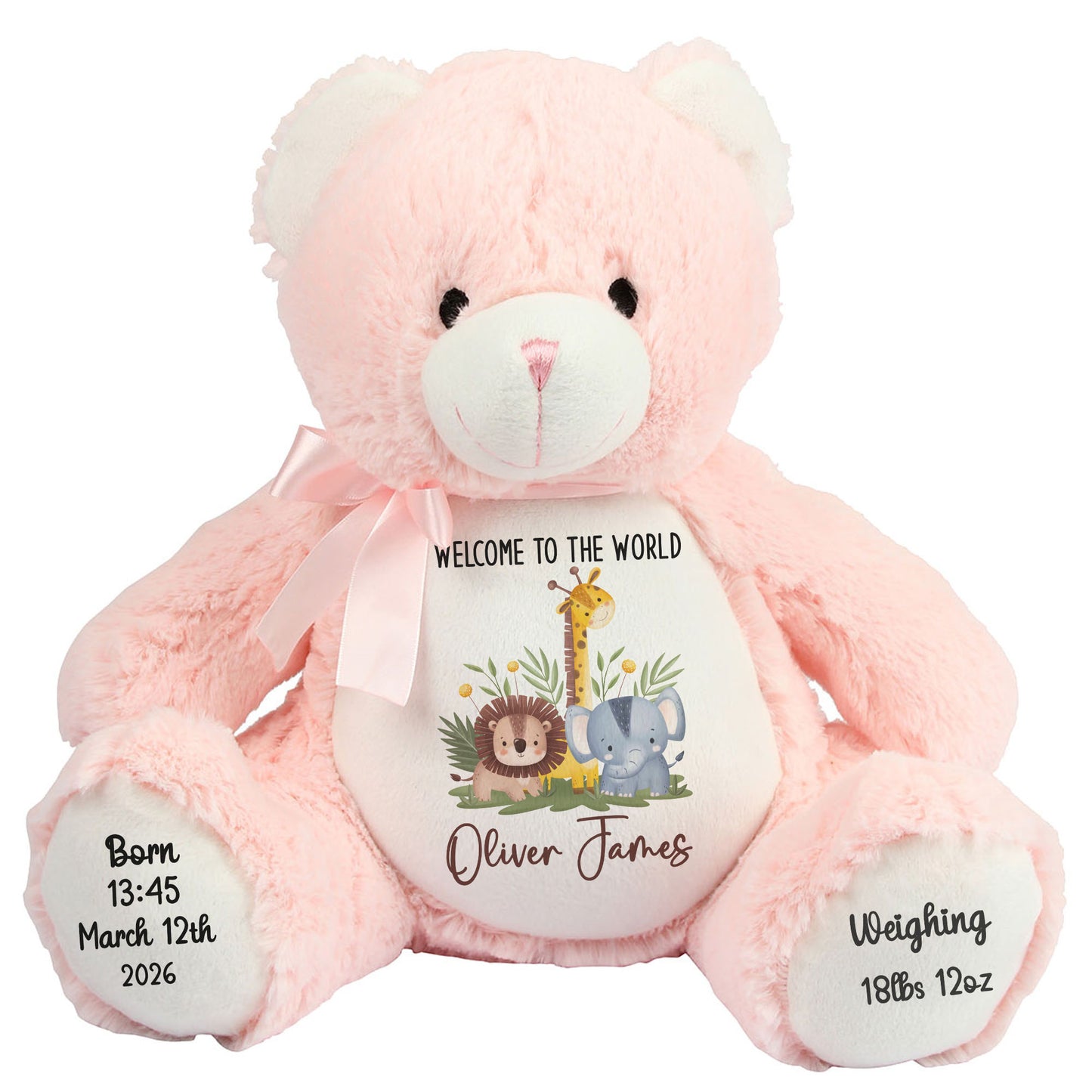 New Baby Jungle Safari Friends Personalised Teddy Bear