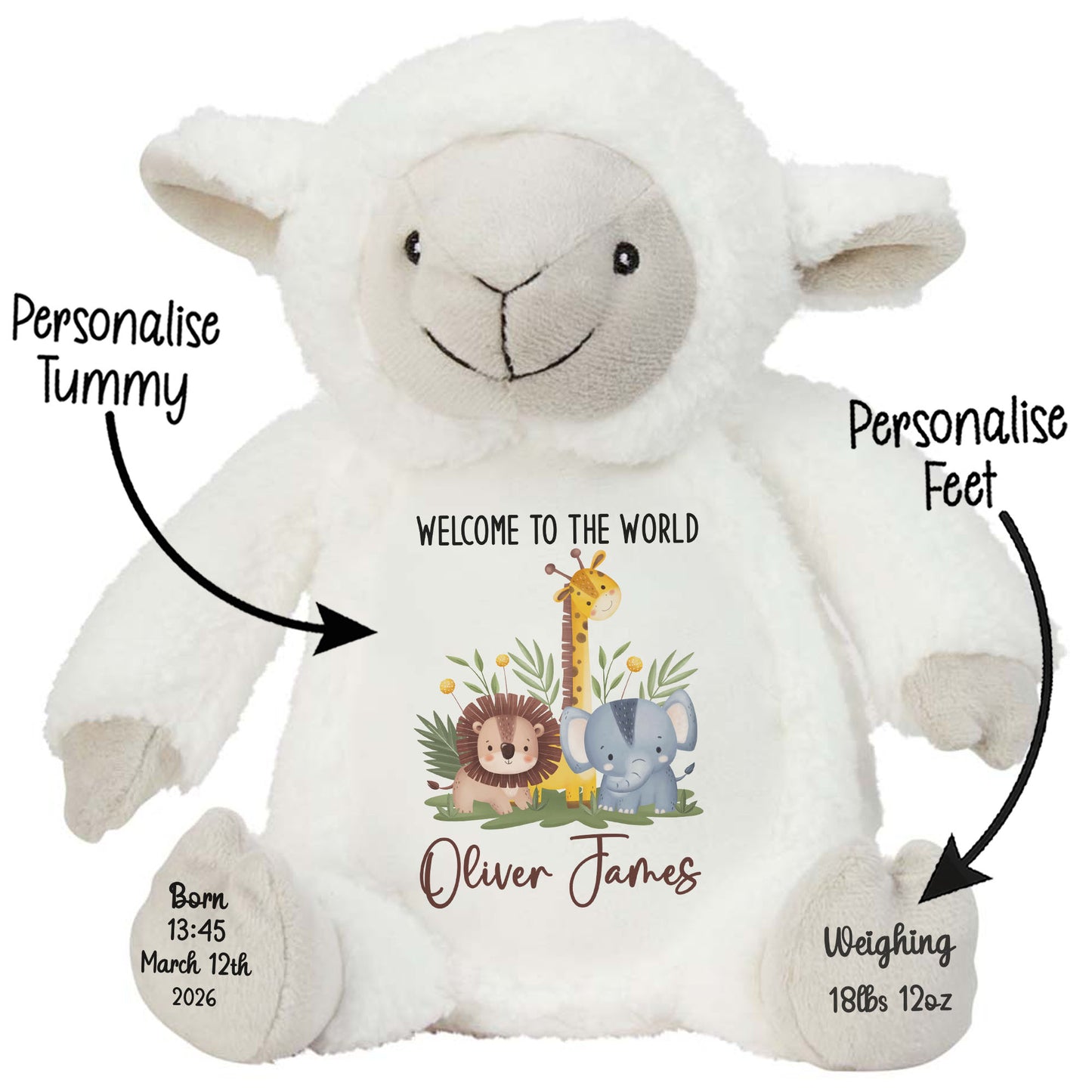 New Baby Jungle Safari Friends Personalised Teddy Bear