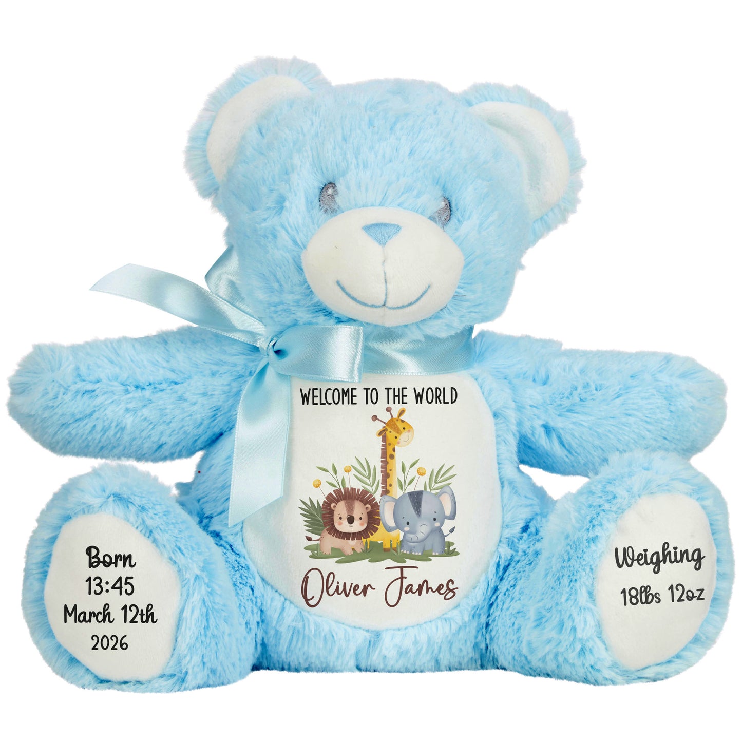 New Baby Jungle Safari Friends Personalised Teddy Bear