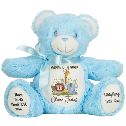 New Baby Jungle Safari Friends Personalised Teddy Bear