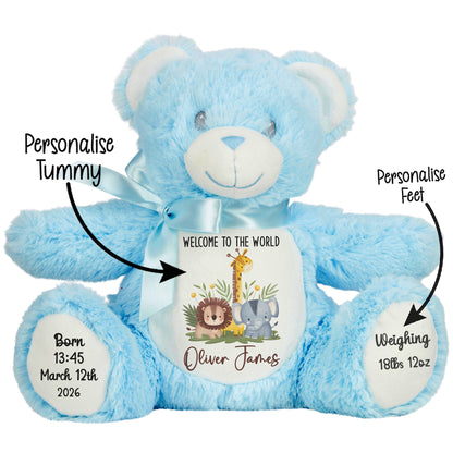 New Baby Jungle Safari Friends Personalised Teddy Bear