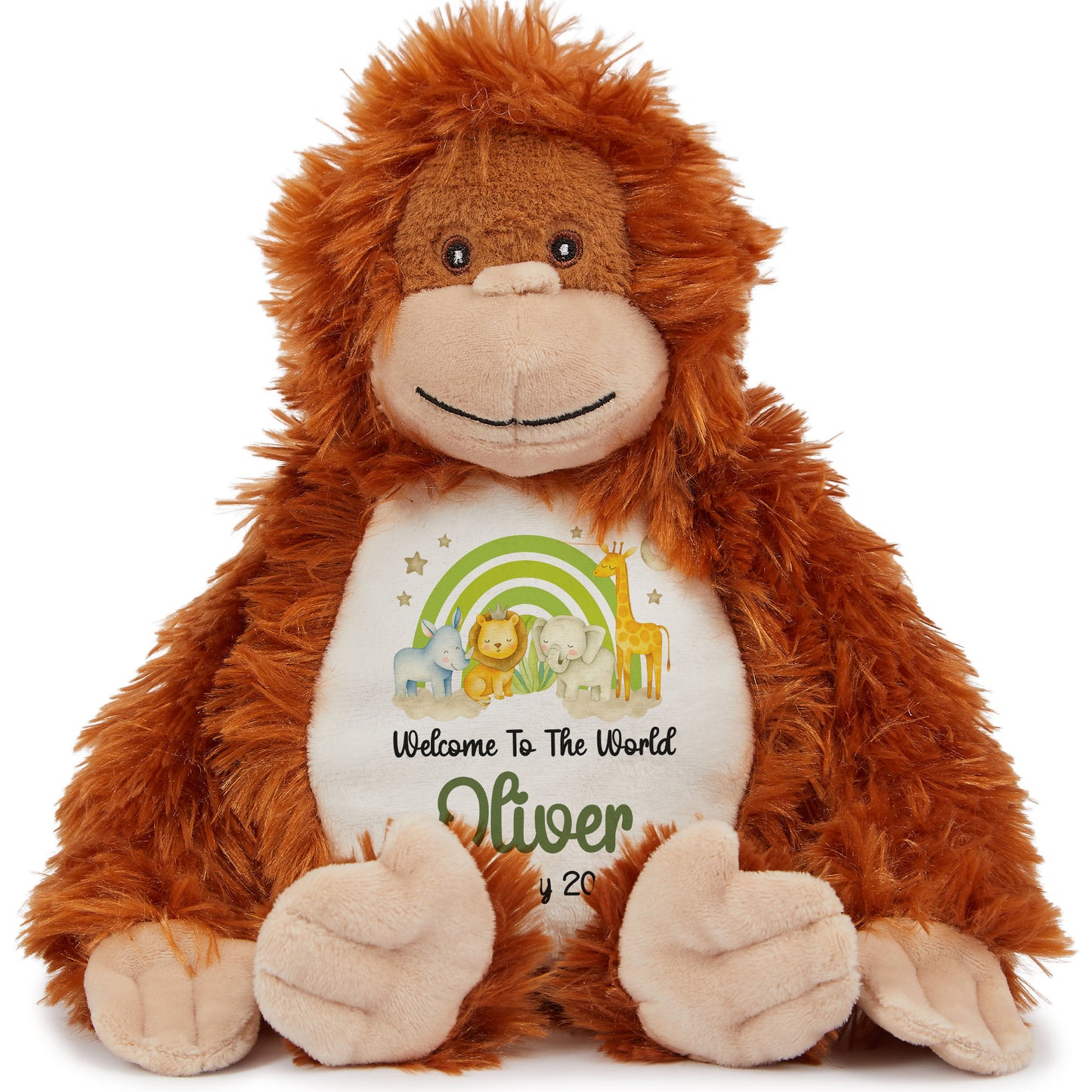 New Baby 'Welcome to The World' Green Safari Friends Personalised Teddy Bears
