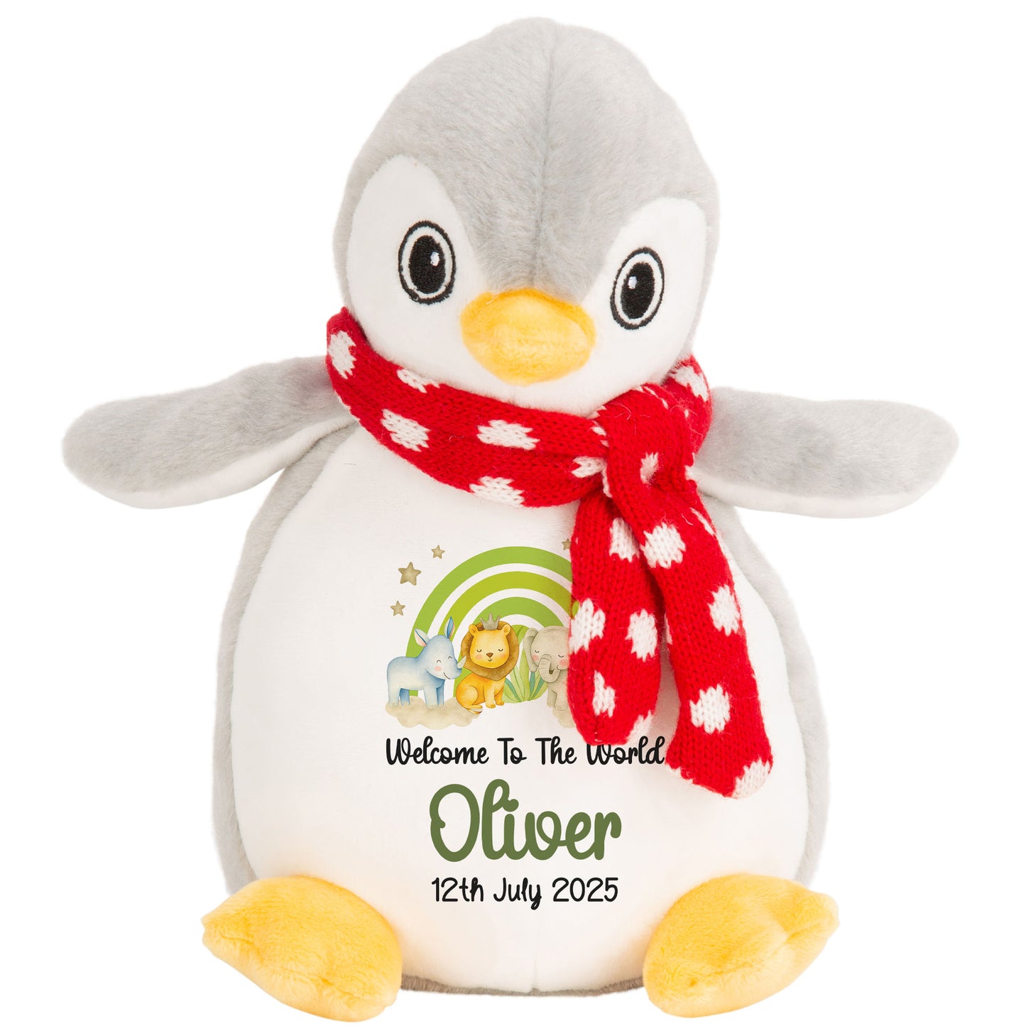 New Baby 'Welcome to The World' Green Safari Friends Personalised Teddy Bears