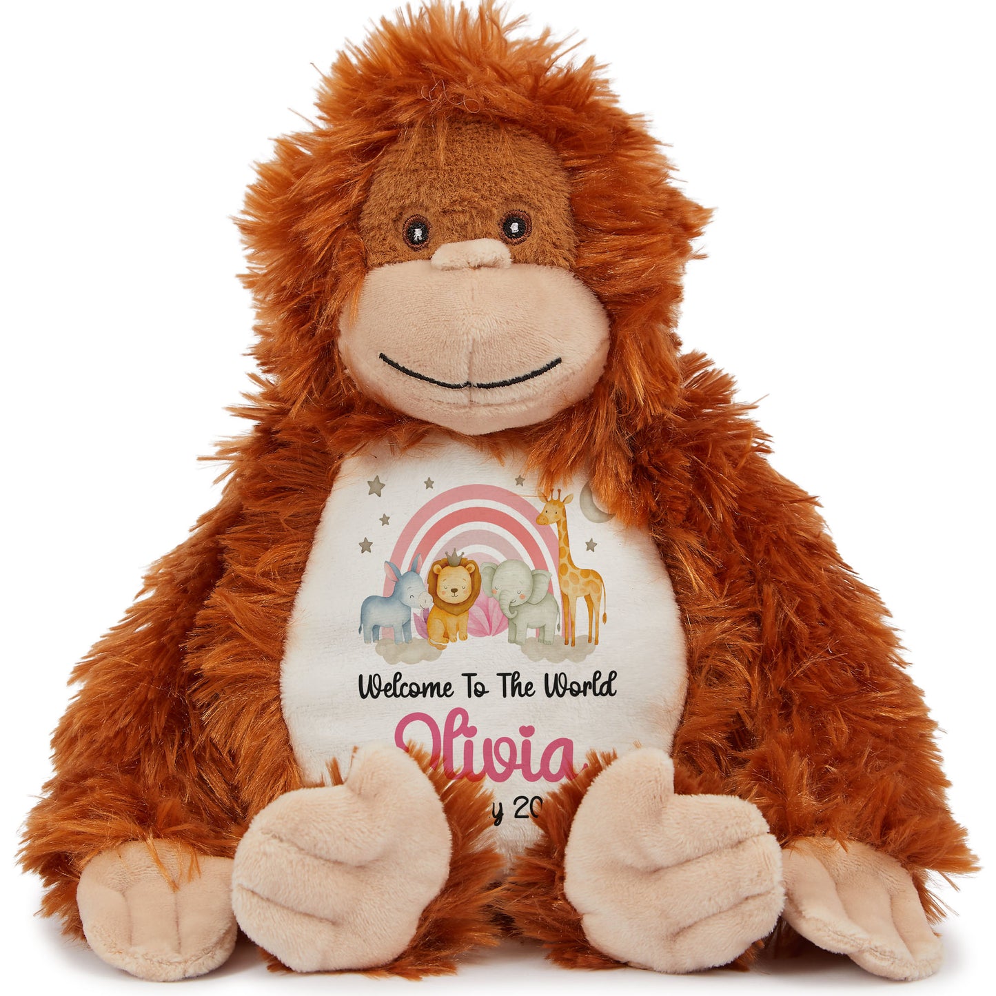 New Baby 'Welcome to The World' Pink Safari Friends Personalised Teddy Bears