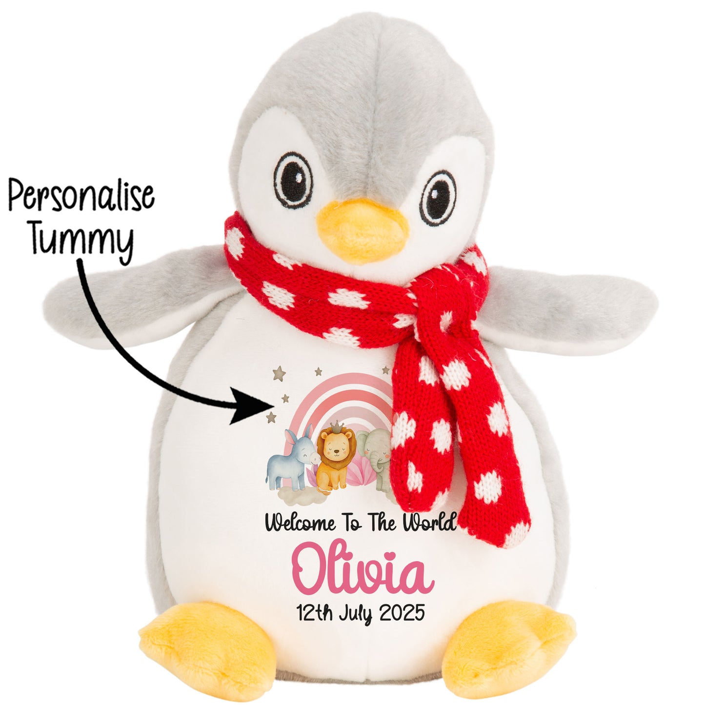 New Baby 'Welcome to The World' Pink Safari Friends Personalised Teddy Bears