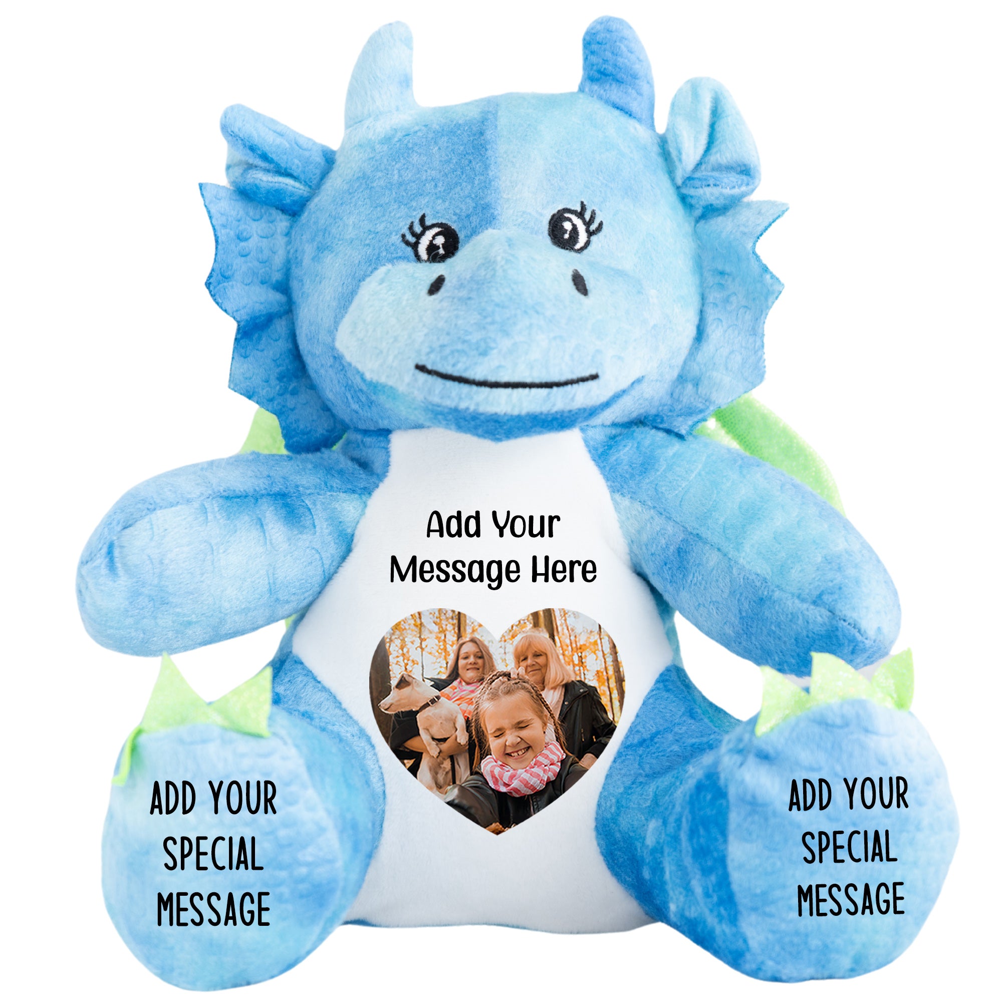 Personalised Blue Dragon Teddy – Add Your Photo, Name or Message ...