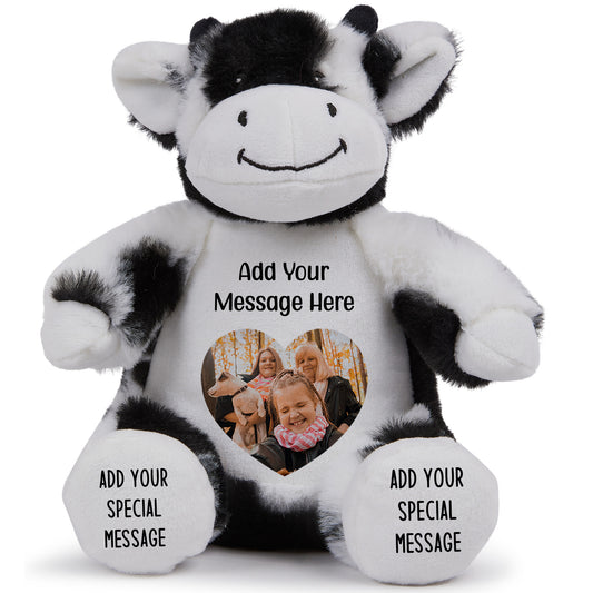 Design a Personalised Cow Teddy – Add Your Photo, Name or Message