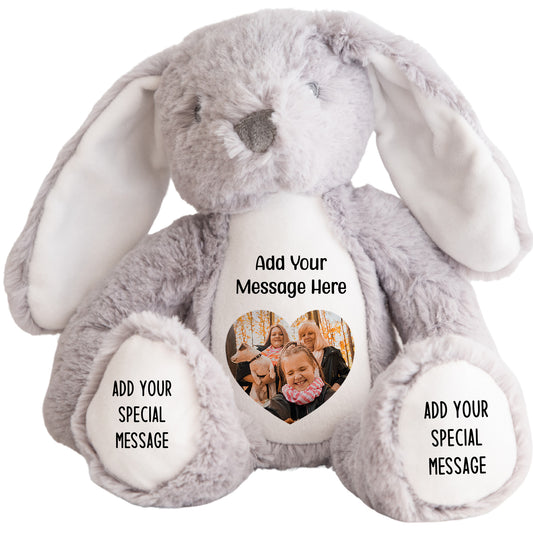 Design a Personalised Grey Bunny Teddy – Add Your Photo, Name or Message