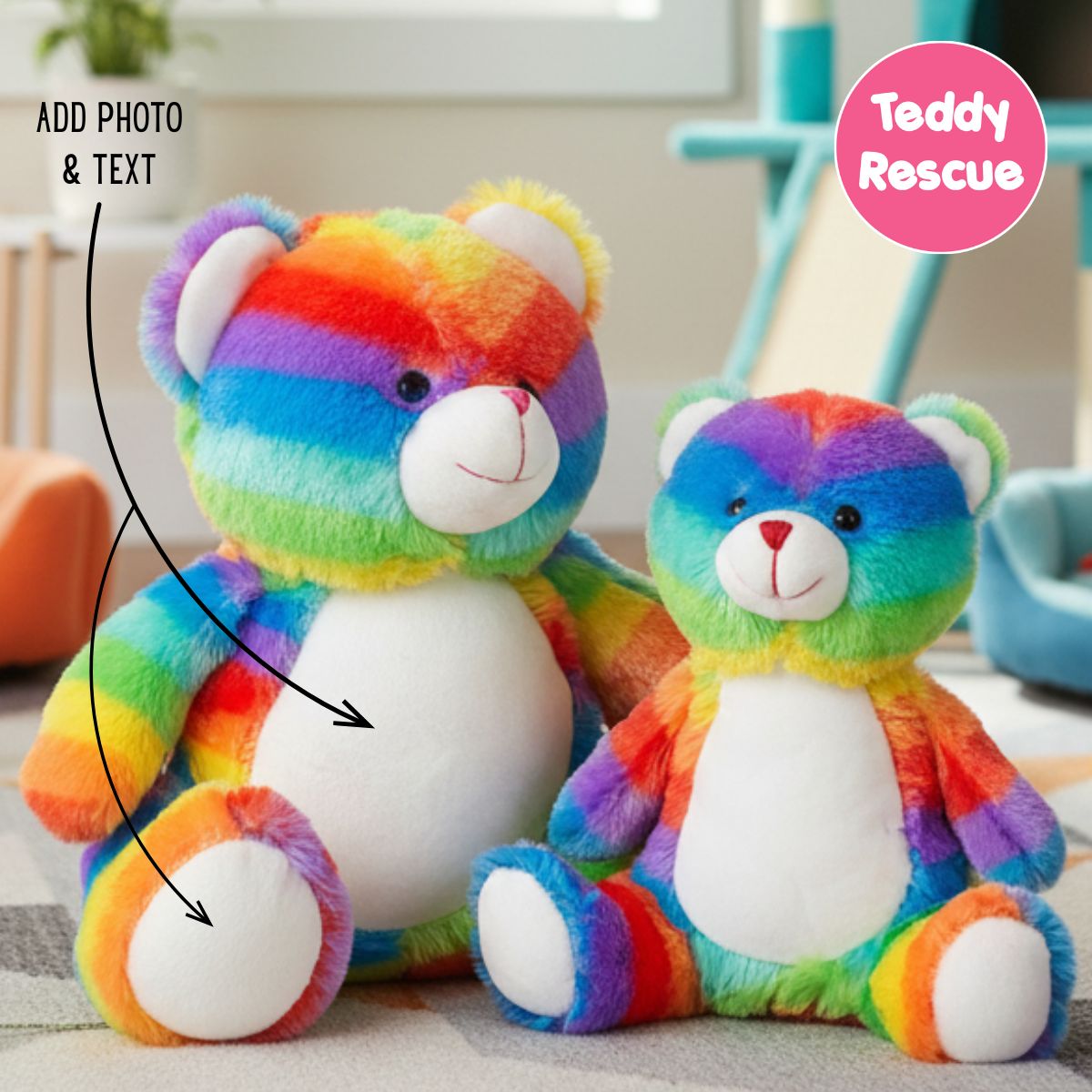 Personalised Large Rainbow Teddy Bear