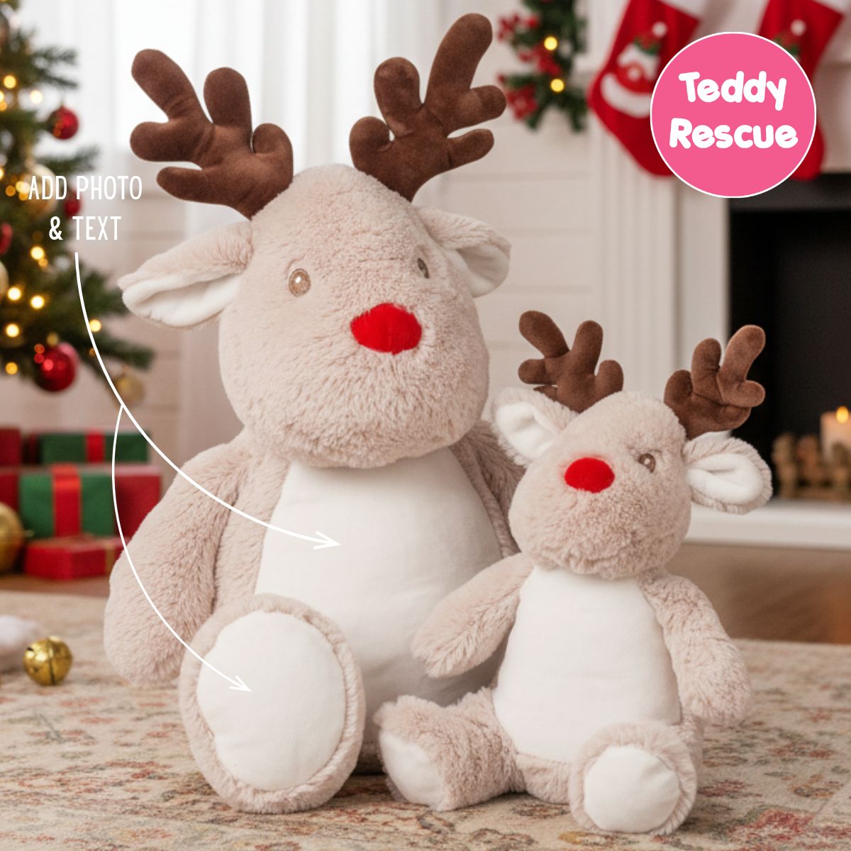 Personalised Large Reindeer Teddy Bear