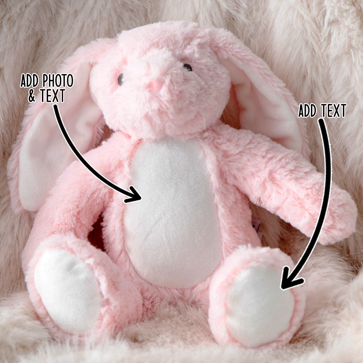 Design a Personalised Pink Bunny Teddy – Add Your Photo, Name or Message