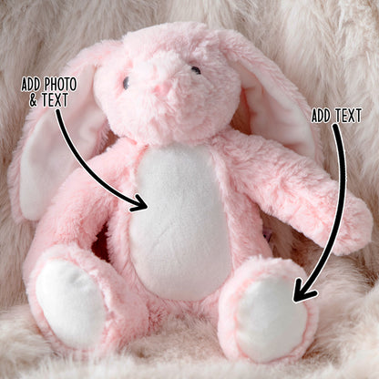 Design a Personalised Pink Bunny Teddy – Add Your Photo, Name or Message