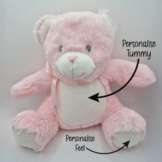 Design a Personalised Pink Teddy Bear – Add Your Photo, Name or Message
