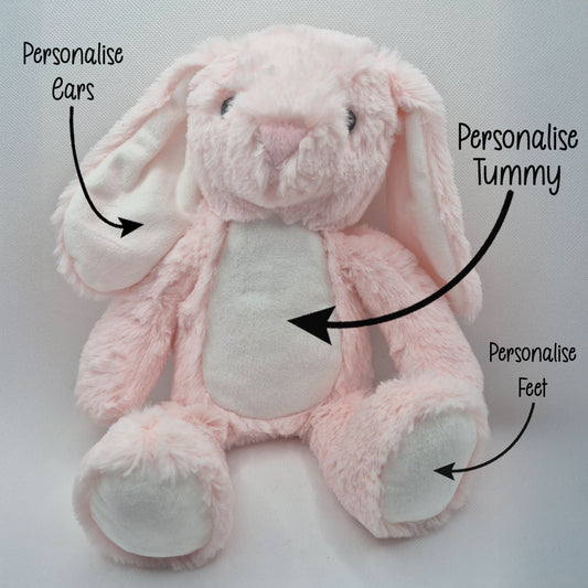 Design a Personalised Pink Bunny Teddy – Add Your Photo, Name or Message