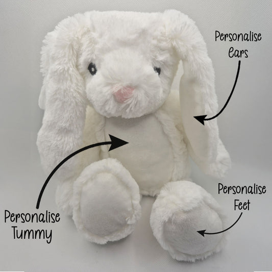 Design a Personalised White Bunny Teddy – Add Your Photo, Name or Message