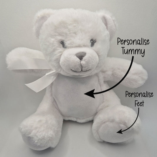 Design a Personalised White Teddy Bear – Add Your Photo, Name or Message