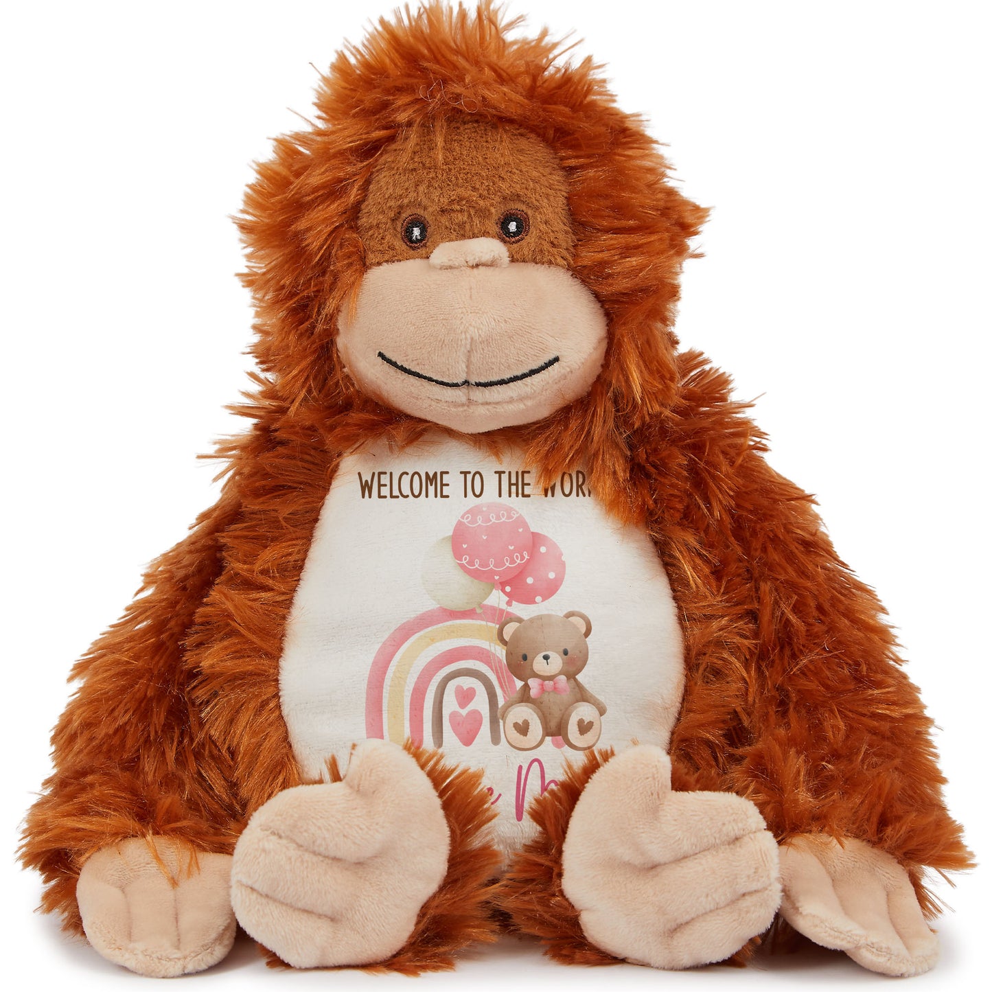 Pink Rainbow Bear Balloons New Baby Personalised Teddy Bear