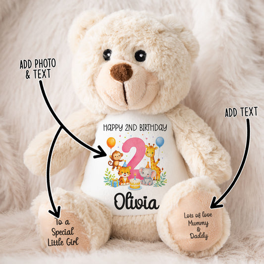 Personalised teddy bear with personalisation arrows