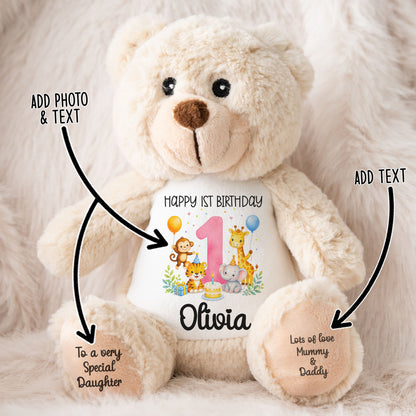 Personalised teddy bear with personalisation arrows