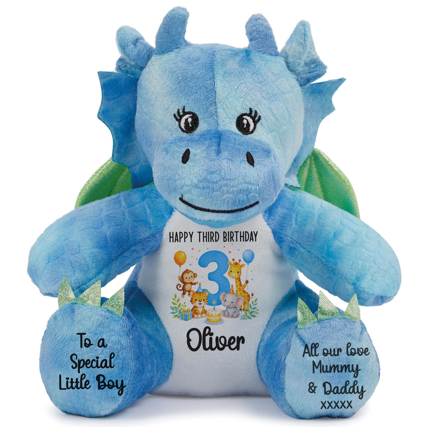 blue dragon teddy personalised teddy bear