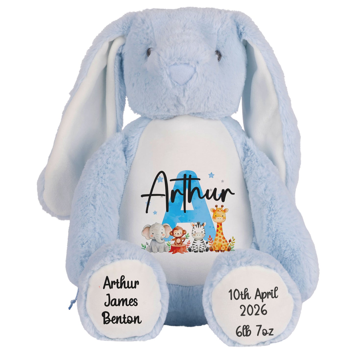 blue bunny teddy personalised teddy bear