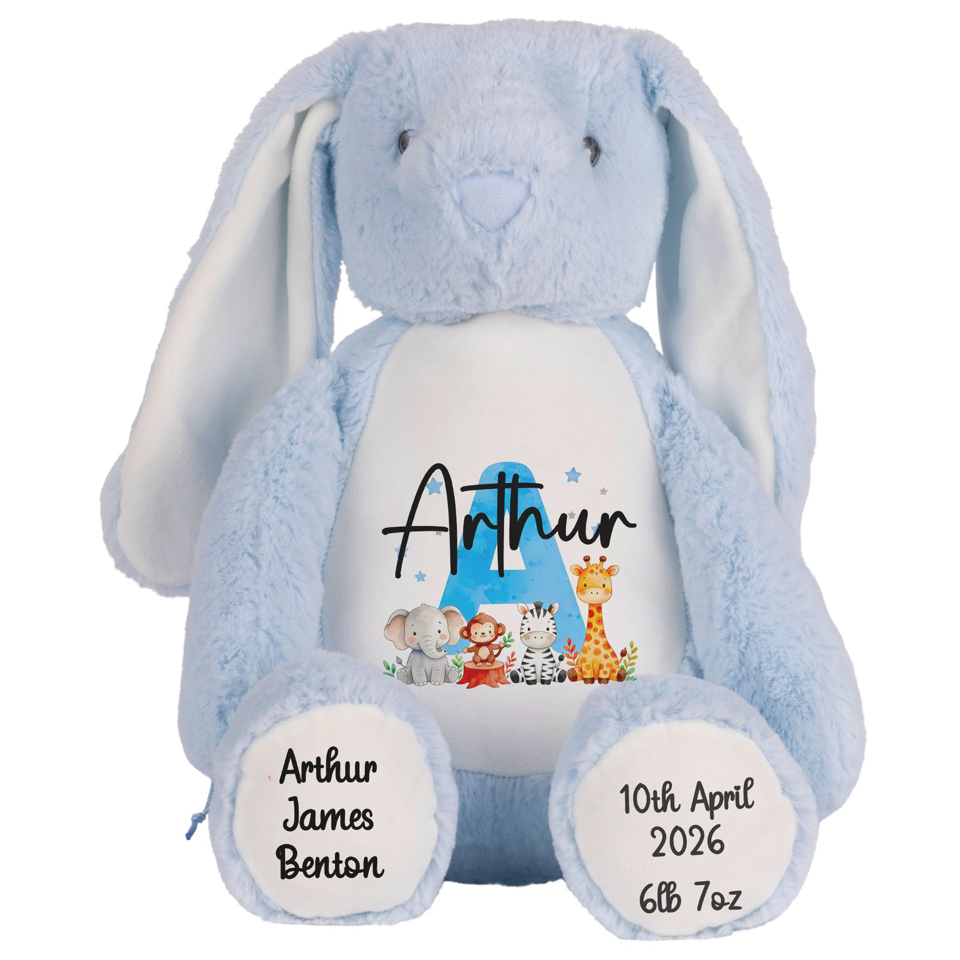 blue bunny teddy personalised teddy bear