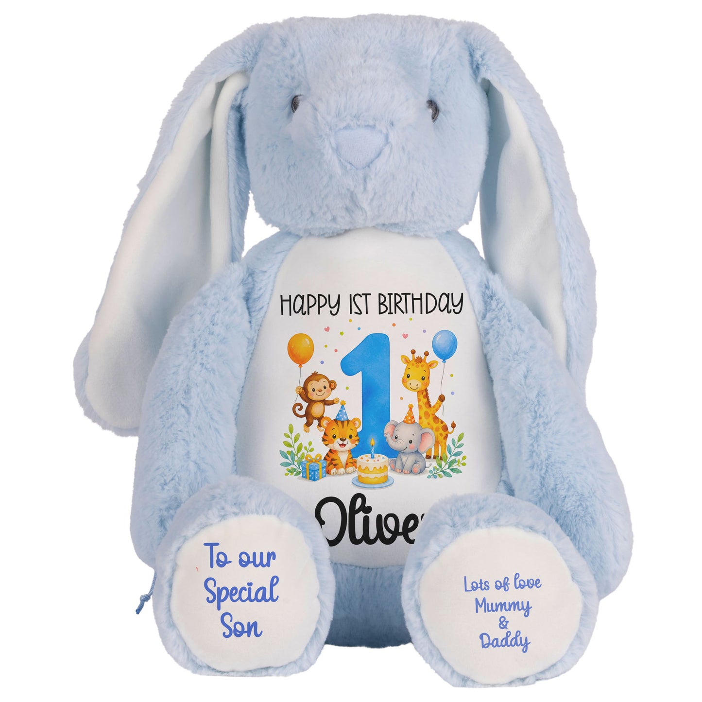 blue bunny teddy personalised teddy bear