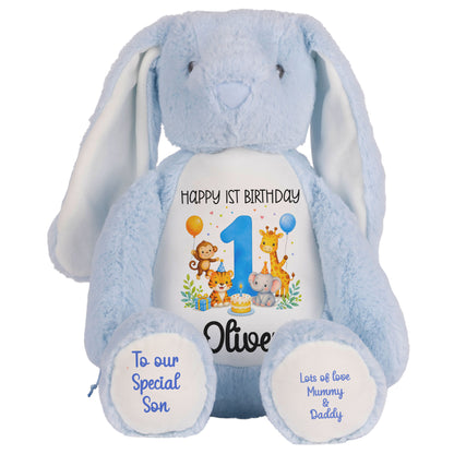 blue bunny teddy personalised teddy bear